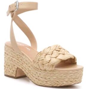 Marc Fisher Woven Platform Sandals Raffia